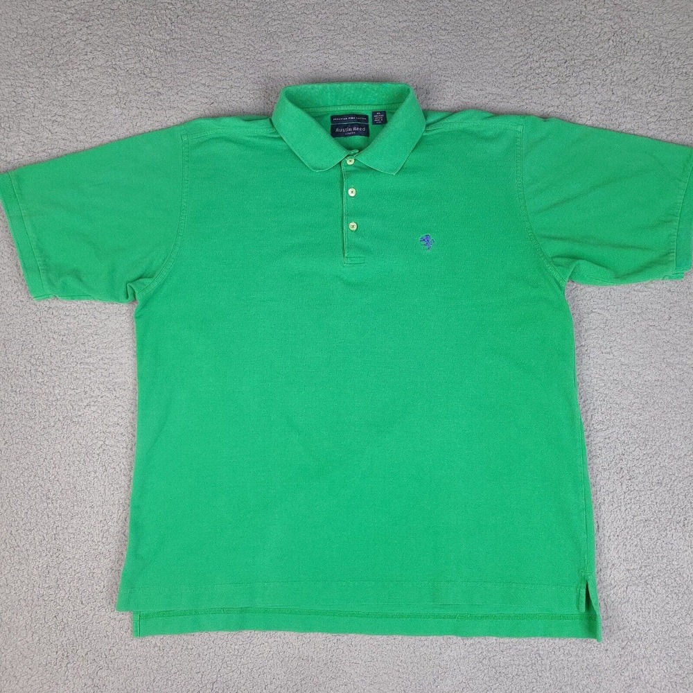 Austin Reed Polo Shirt Mens XL Green Peruvian Pima Cotton Short Sleeve